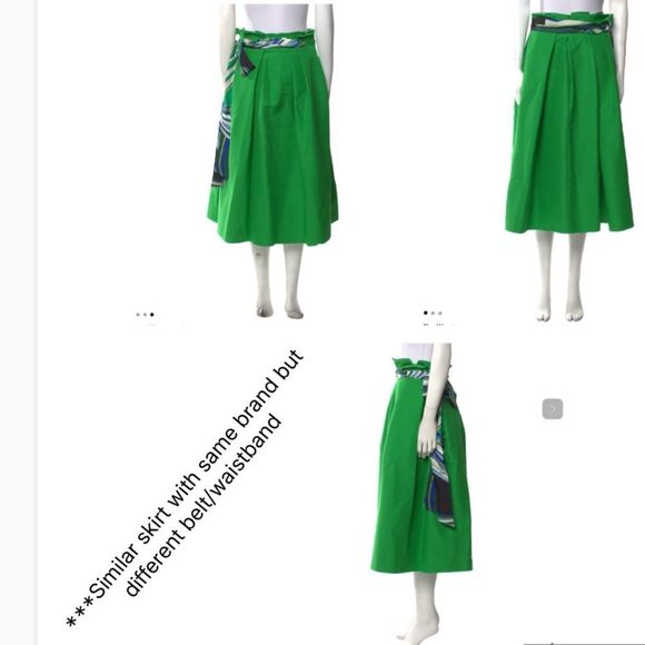 Emilio Pucci ladies midi skirt Kelly green black 8 pleated elegant modest - Picture 2 of 16